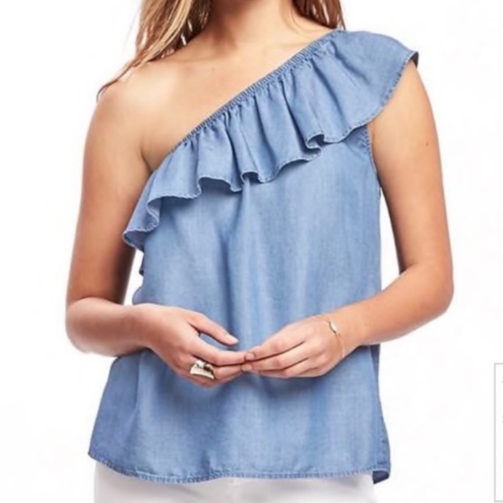 NWOT Off The Shoulder Ruffle Trim Top